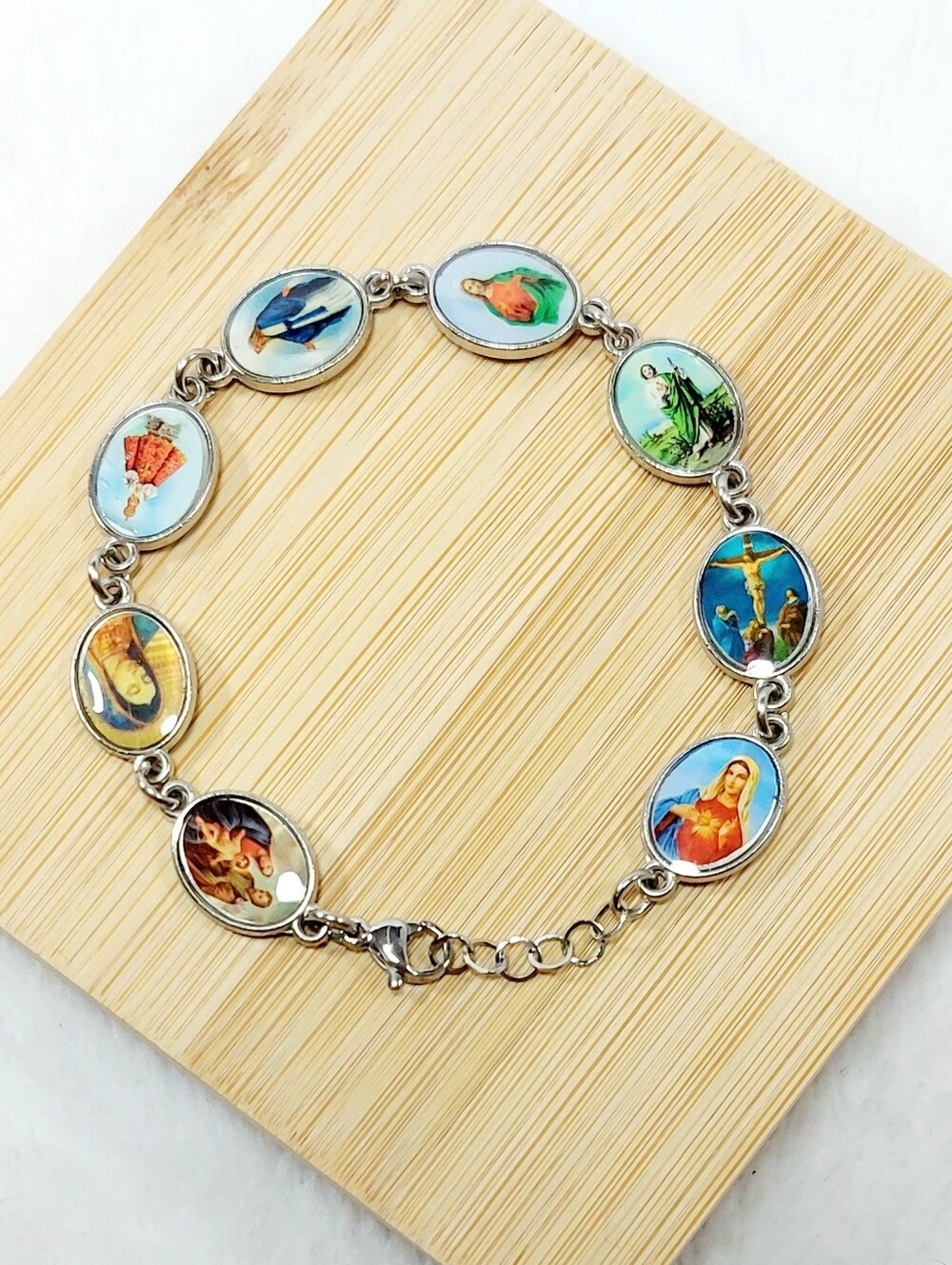 Religious Medal Charm Bracelet in Multicolor